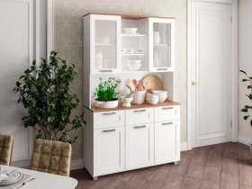 Буфет Катерини (дуб бельмунд/белое дерево) в Колывани - kolyvan.mebel-nsk.ru | фото