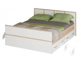 Двуспальная кровать 1,4м Сакура (дуб сонома/белый) в Колывани - kolyvan.mebel-nsk.ru | фото