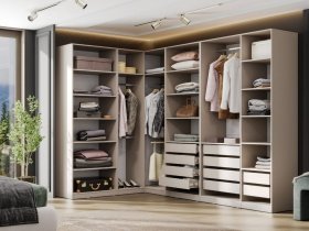 Гардеробная Эккервуд (меланж) в Колывани - kolyvan.mebel-nsk.ru | фото