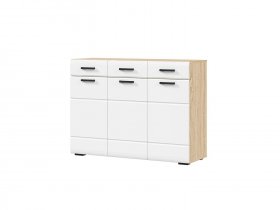 Комод 1200 КМ-01 Либерти (дуб сонома/белый глянец) в Колывани - kolyvan.mebel-nsk.ru | фото