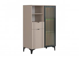 Комод 2 со стеклом Рич (кашемир/фрапучино матовый/черный) в Колывани - kolyvan.mebel-nsk.ru | фото