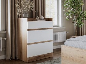 Комод 3 ящика Брауни (дуб делано/белый) в Колывани - kolyvan.mebel-nsk.ru | фото