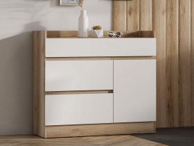 Комод с дверкой Брауни (дуб делано/белый) в Колывани - kolyvan.mebel-nsk.ru | фото