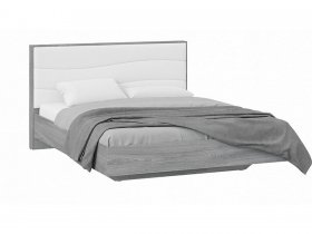 Кровать двуспальная 1,6 м «Миранда» Тип 1 (Дуб Гамильтон/Белый глянец) в Колывани - kolyvan.mebel-nsk.ru | фото