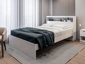 Кровать двуспальная 1,6м Бруклин СБ-3356 (белый) в Колывани - kolyvan.mebel-nsk.ru | фото