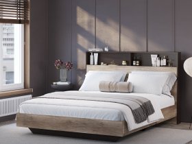 Кровать двуспальная 1,6м КР-16 Энигма (венге/дуб каньон) в Колывани - kolyvan.mebel-nsk.ru | фото