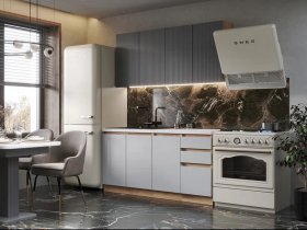 Кухонный гарнитур Ника 1,6 м (графит/серый софт) в Колывани - kolyvan.mebel-nsk.ru | фото