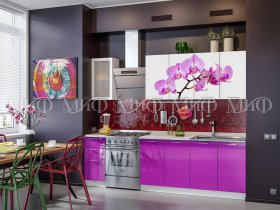 Кухонный гарнитур Орхидея (фиолетовый) в Колывани - kolyvan.mebel-nsk.ru | фото