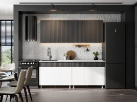 Кухонный гарнитур София (2,0м) (бланж/графит матовый) в Колывани - kolyvan.mebel-nsk.ru | фото