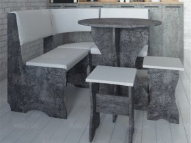 Кухонный уголок Лотос  (цемент темный к/з White) в Колывани - kolyvan.mebel-nsk.ru | фото