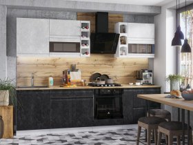 Модульная кухня Бруклин (белый/черный бетон) в Колывани - kolyvan.mebel-nsk.ru | фото