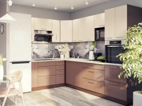 Модульная кухня Классика (ваниль/шоколад) в Колывани - kolyvan.mebel-nsk.ru | фото