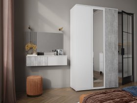 Модульная спальня Ливерпуль (белый/бетон светлый) в Колывани - kolyvan.mebel-nsk.ru | фото