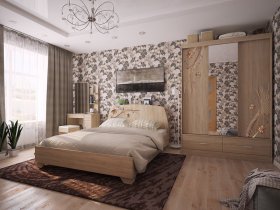 Модульная спальня Виктория-1 (дуб сонома) в Колывани - kolyvan.mebel-nsk.ru | фото