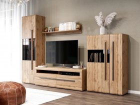 Модульная стенка Ницца (дуб вотан) в Колывани - kolyvan.mebel-nsk.ru | фото