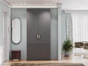 Шкаф двухстворчатый Эккервуд (Нью) (графит) в Колывани - kolyvan.mebel-nsk.ru | фото