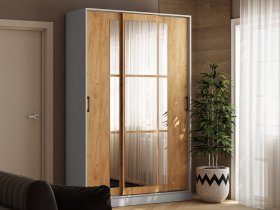 Шкаф-купе 1,4м «Стиль-2» (белый/дуб крафт золотой) в Колывани - kolyvan.mebel-nsk.ru | фото