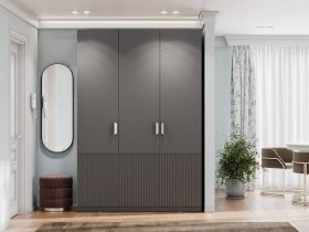 Шкаф трехстворчатый Эккервуд (Нью) (графит) в Колывани - kolyvan.mebel-nsk.ru | фото