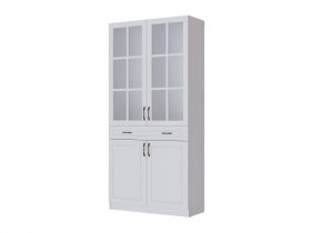 Шкаф-витрина Апполия гостиная (белый/белый дуб) в Колывани - kolyvan.mebel-nsk.ru | фото