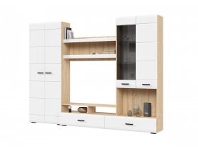 Стенка ГС-01 Либерти (дуб сонома/белый глянец) в Колывани - kolyvan.mebel-nsk.ru | фото