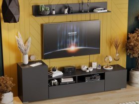 Стенка «Сильвия» (графит серый) в Колывани - kolyvan.mebel-nsk.ru | фото