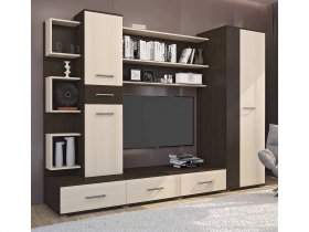 Стенка Верона (дуб венге/дуб молочный) в Колывани - kolyvan.mebel-nsk.ru | фото