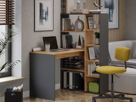 Стол письменный тип 16 (дуб крафт золотой/графит серый) в Колывани - kolyvan.mebel-nsk.ru | фото