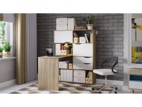 Стол письменный тип 7 (дуб сонома/белый ясень) в Колывани - kolyvan.mebel-nsk.ru | фото