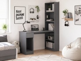 Стол письменный угловой «Лайт» 10.01 (темно-серый) в Колывани - kolyvan.mebel-nsk.ru | фото