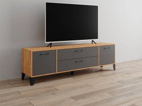 Тумба под ТВ Парус-13 (дуб крафт золотой/графит серый) в Колывани - kolyvan.mebel-nsk.ru | фото